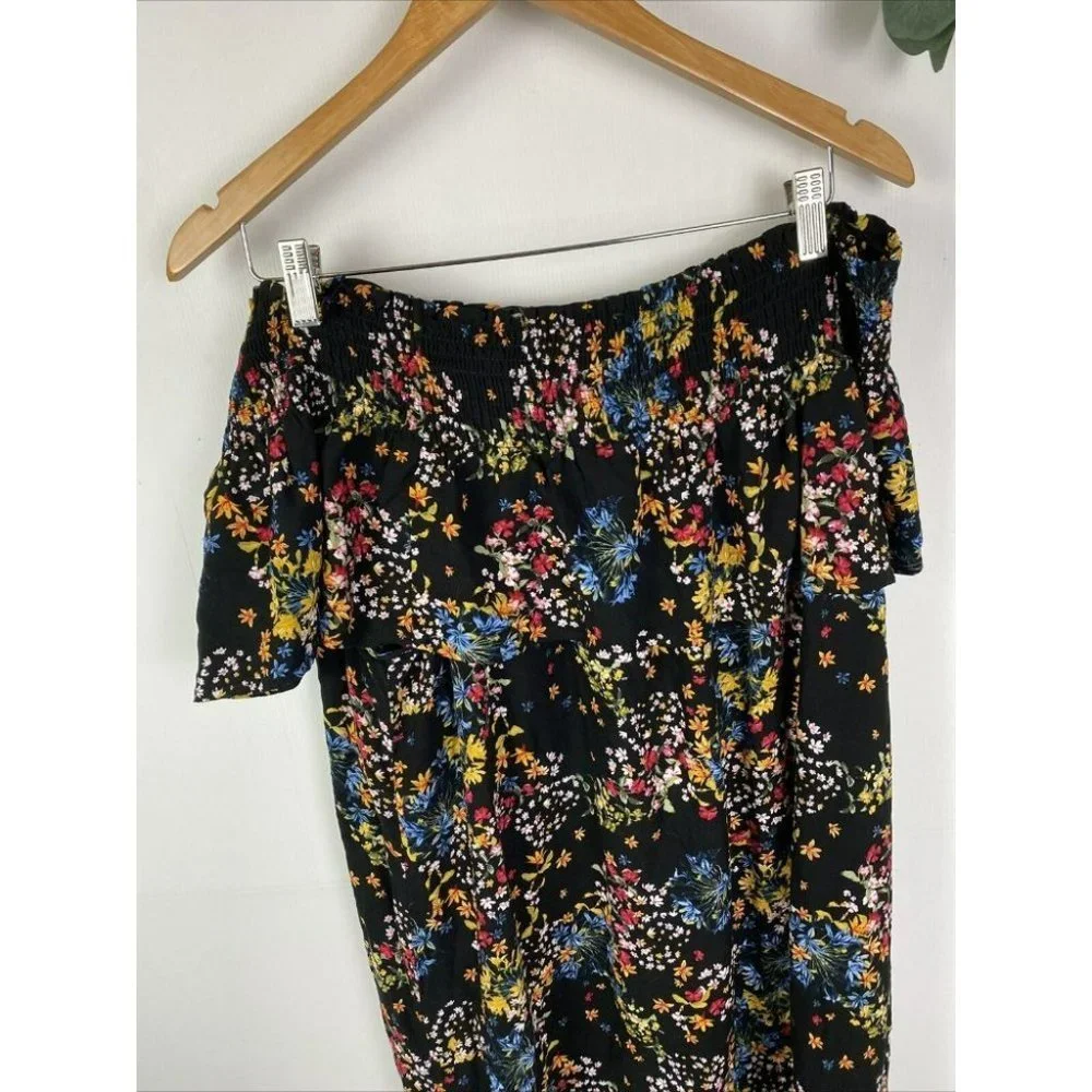 Target Size 18 Black Floral Off Shoulder Shift Dress - Picture 7 of 8